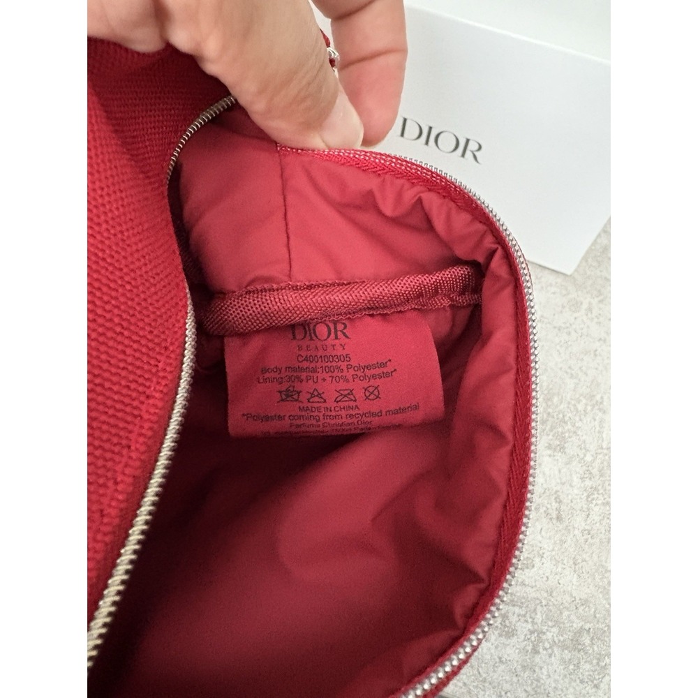 DIOR RED Travel cosmetic makeup toiletry bag pouch NWB - Picture 4 of 4